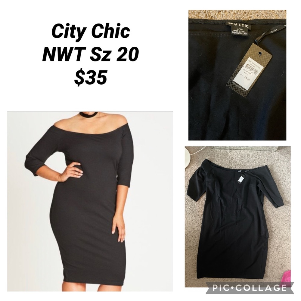 City Chic NWT Black Dress Sz 20 Bodycon